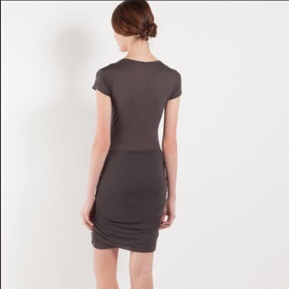 Maje Lace Mesh Eyelet Charcoal Bodycon Dress - Picture 3 of 14